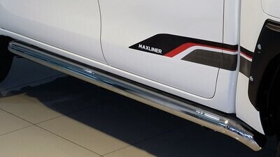Max Rock Rails / Side Bars in Polished Silver - Toyota Hilux Double Cab