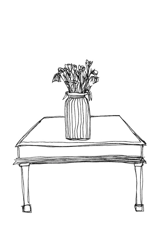 &#39;table vase&#39; drawing - a5 giclée print
