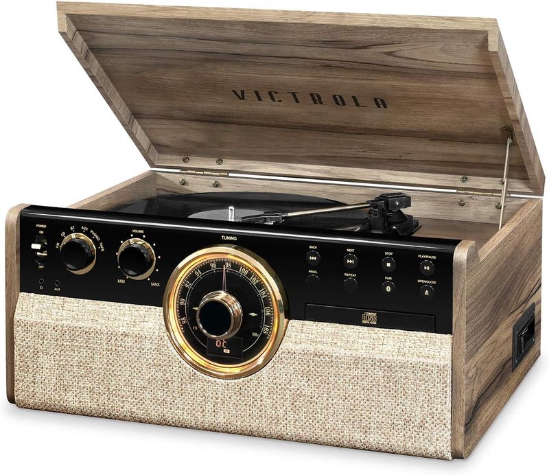 Tocadisco Empire Mid-Century Marca Victrola Beige