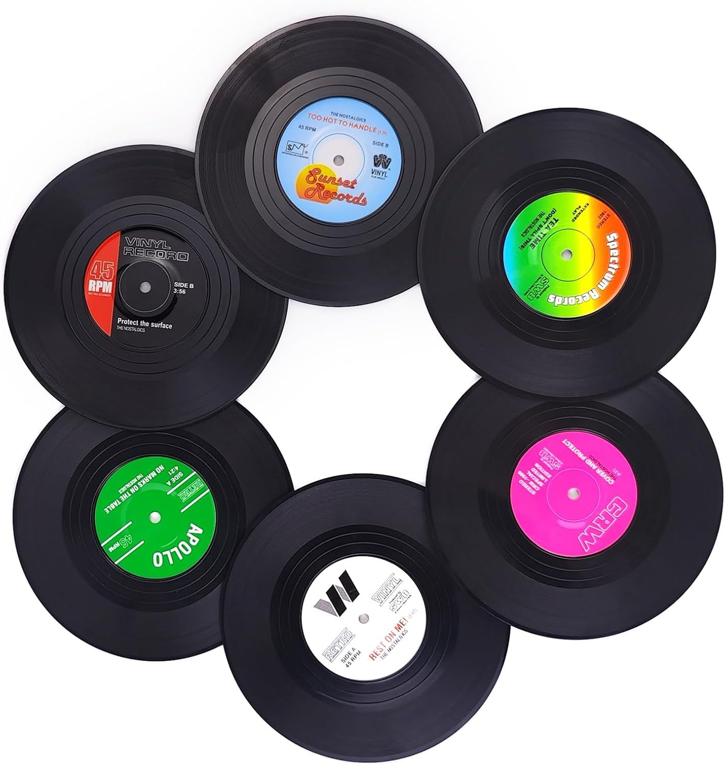 Posavasos de discos de vinilo, 6 unidades