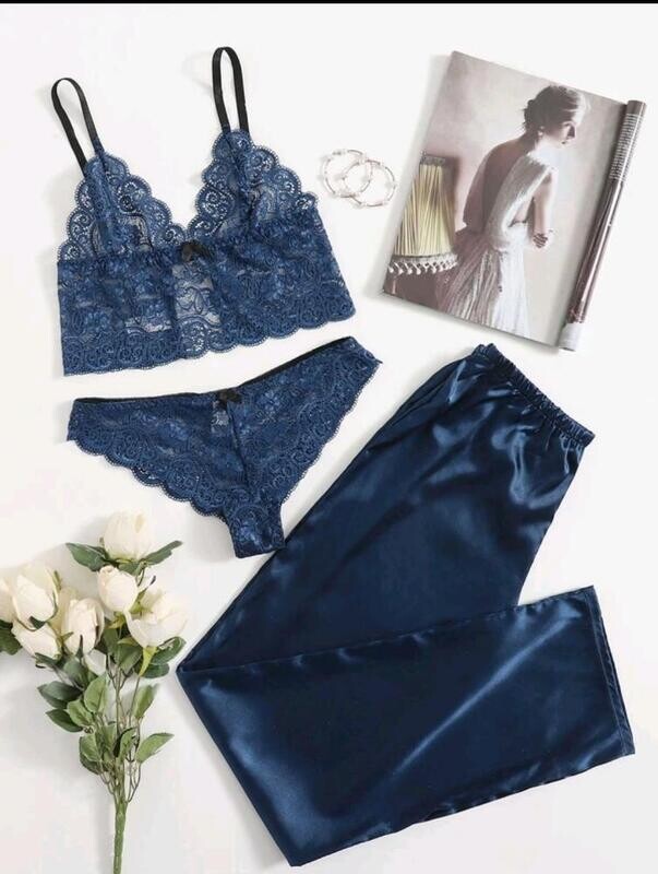 3 pcs Silk pants set