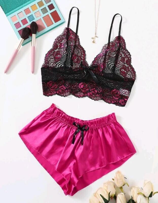 Silk shorts set