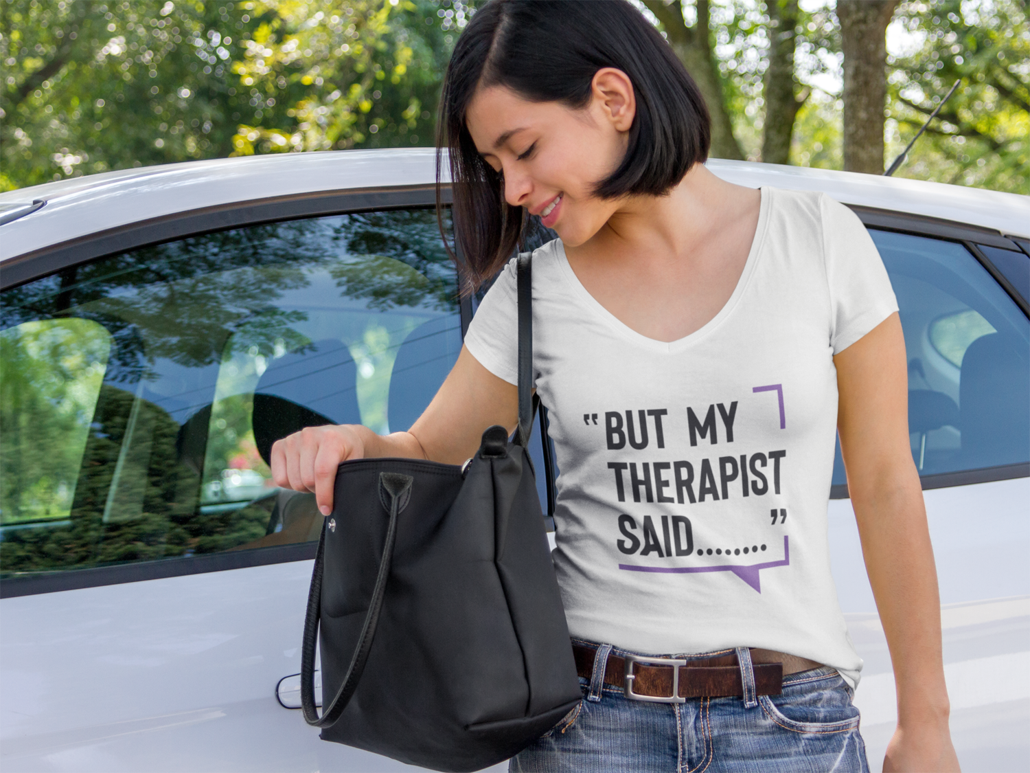 "But My Therapist Said..." V-Neck T-Shirt