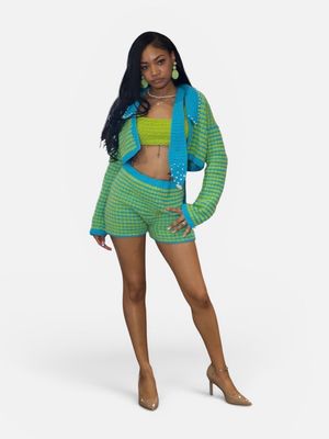 “Brise Tailleur” 3 Piece Pearl Beaded Short x Blazer Set