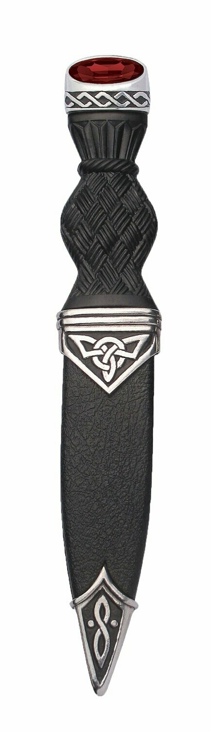 Celtic Sgian Dubh With Stone, Finish: Chrome, Stone Colour: Red