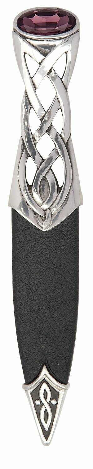 Islay Polished Pewter Sgian Dubh, Stone Colour: Amethyst