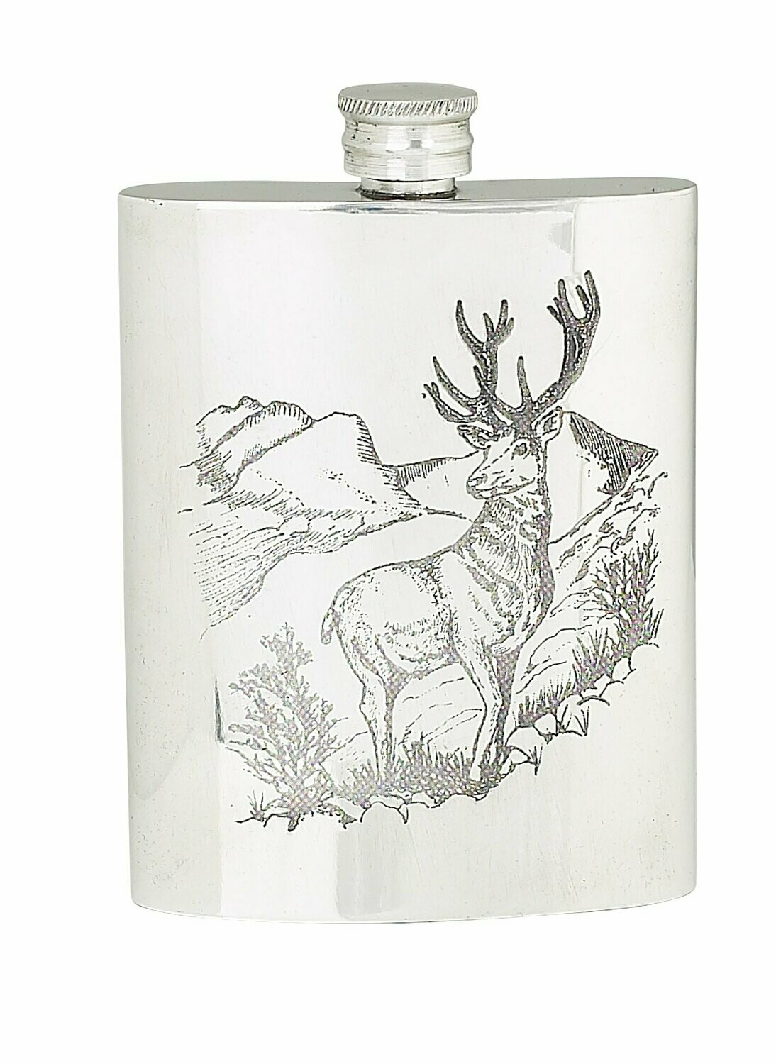 6oz Stag Pewter Stainless Steel Flask