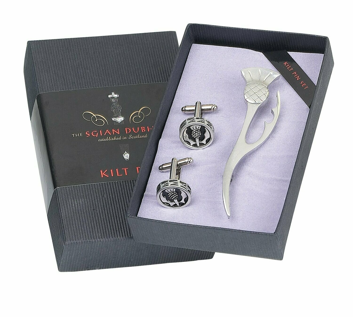 Thistle Leaf Kilt Pin & Cufflink Set