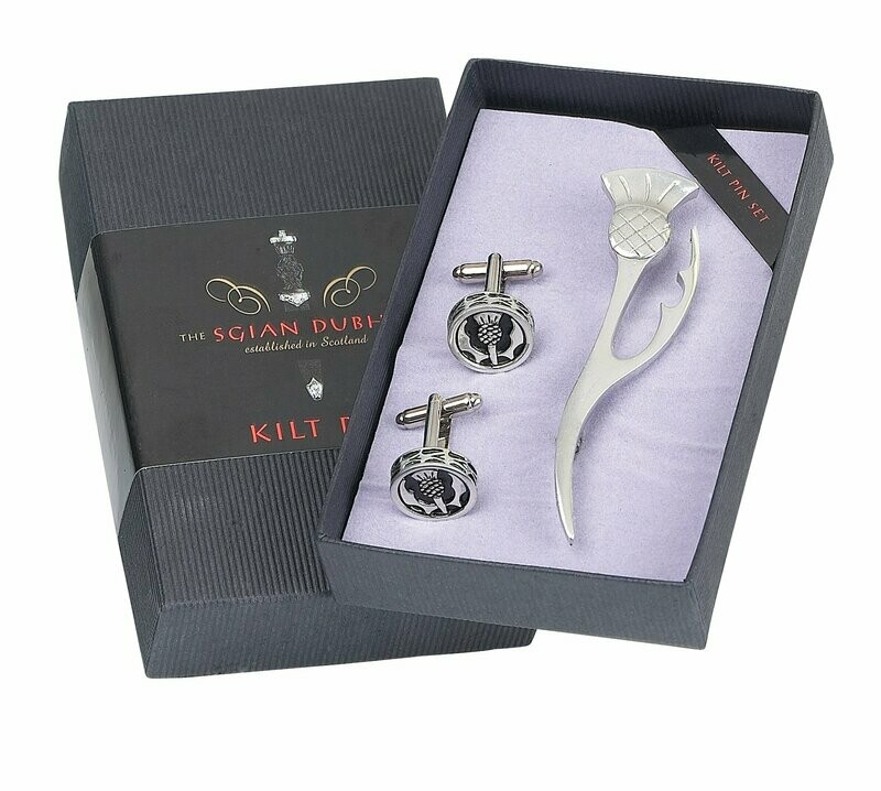 Thistle Leaf Kilt Pin & Cufflink Set