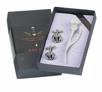 Thistle Leaf Kilt Pin & Cufflink Set