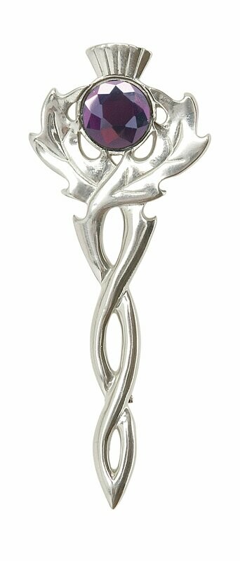 Thistle Kilt Pin With Stone