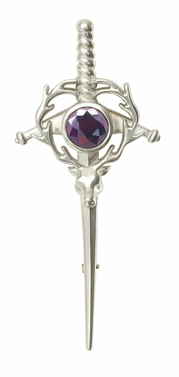 Staghead Kilt Pin With Stone