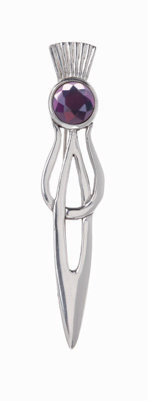 Thistle Kilt Pin With Stone