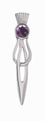 Thistle Kilt Pin With Stone