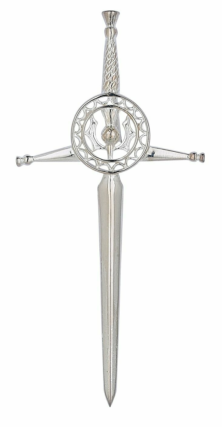 Thistle Circle Silver Kilt Pin