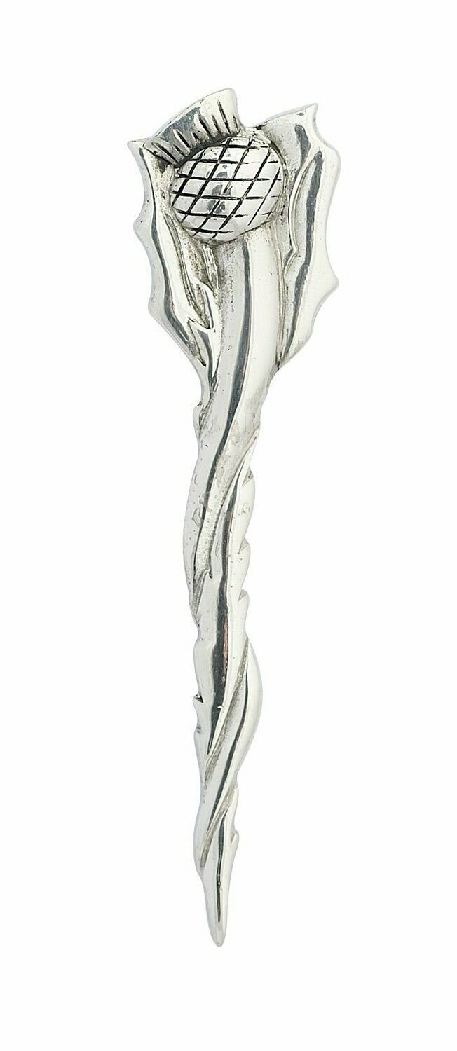 Long Twist Scottish Thistle Kilt Pin, Finish: Chrome