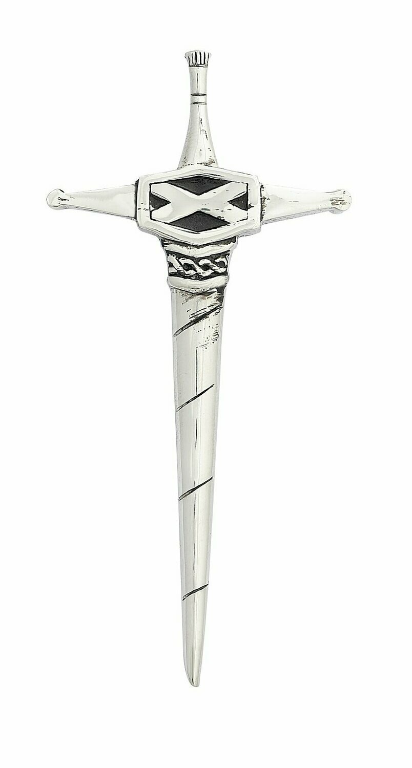 Scottish Saltire Kilt Pin, Finish: Chrome