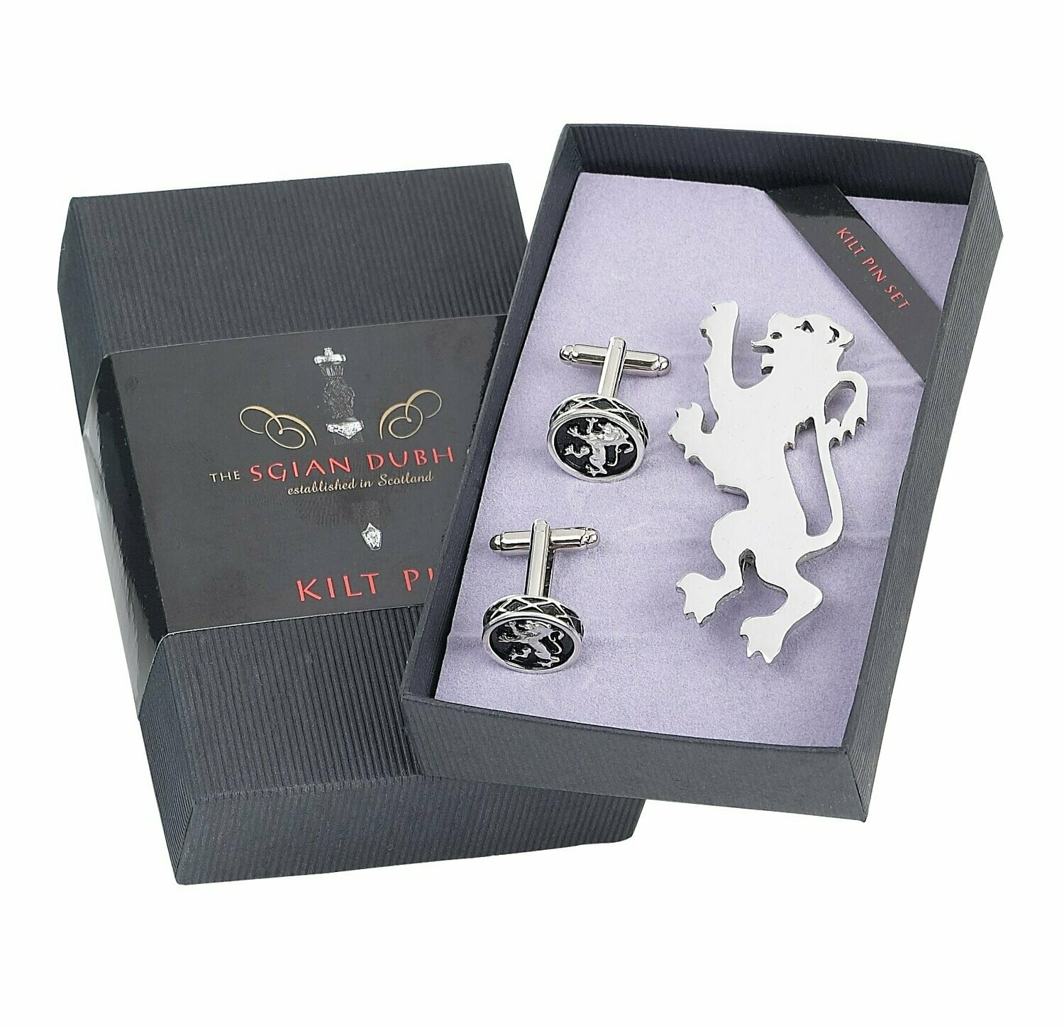 Lion Rampant Kilt Pin & Cufflink Set