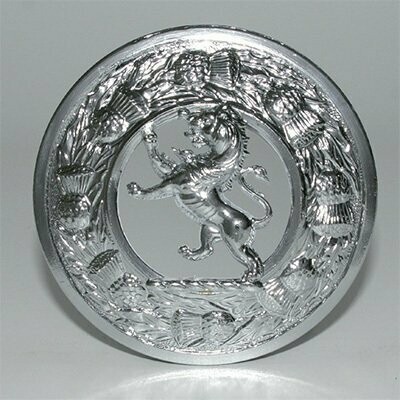 Lion Plaid Brooch, Finish: Chrome