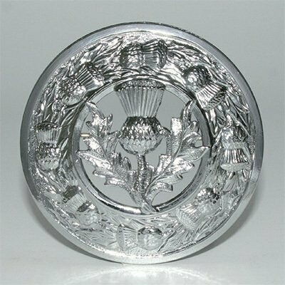 Thistle Plaid Brooch, Finish: Chrome