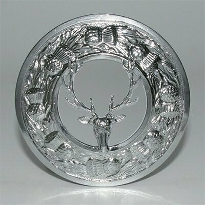 Stag Plaid Brooch, Finish: Chrome