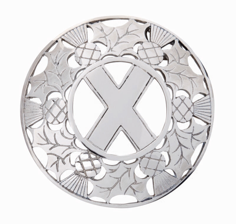 Thistle/saltire Plaid Brooch