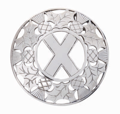 Thistle/saltire Plaid Brooch
