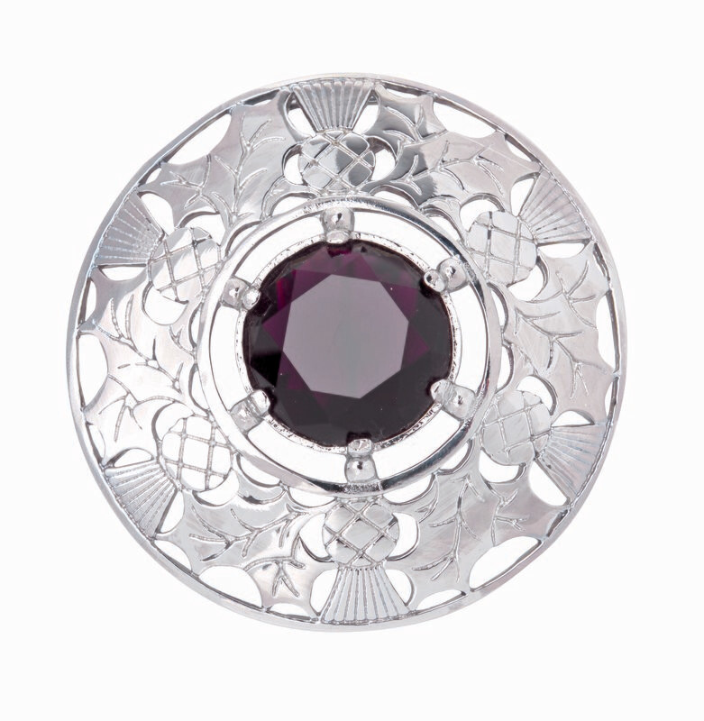 Celtic Plaid Brooch With Stone