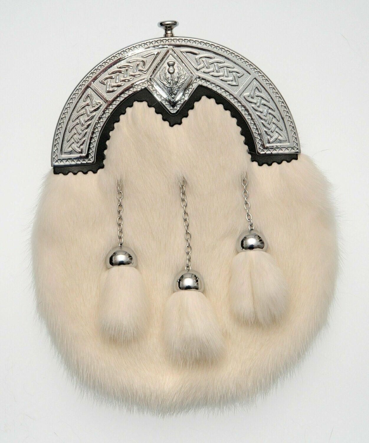 Chrome White Mink Dress Sporran