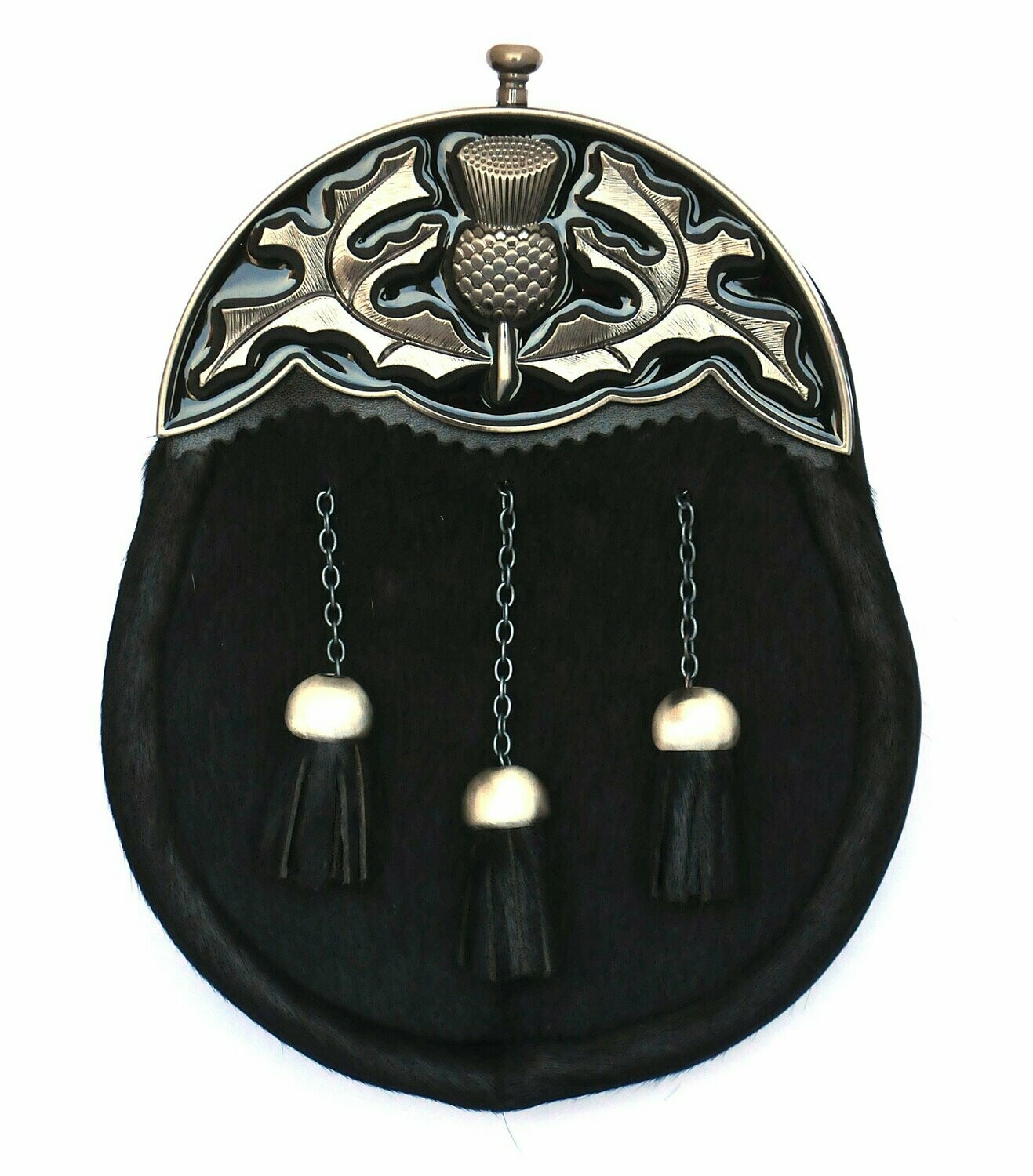 Antique Black Enamel Dress Sporran