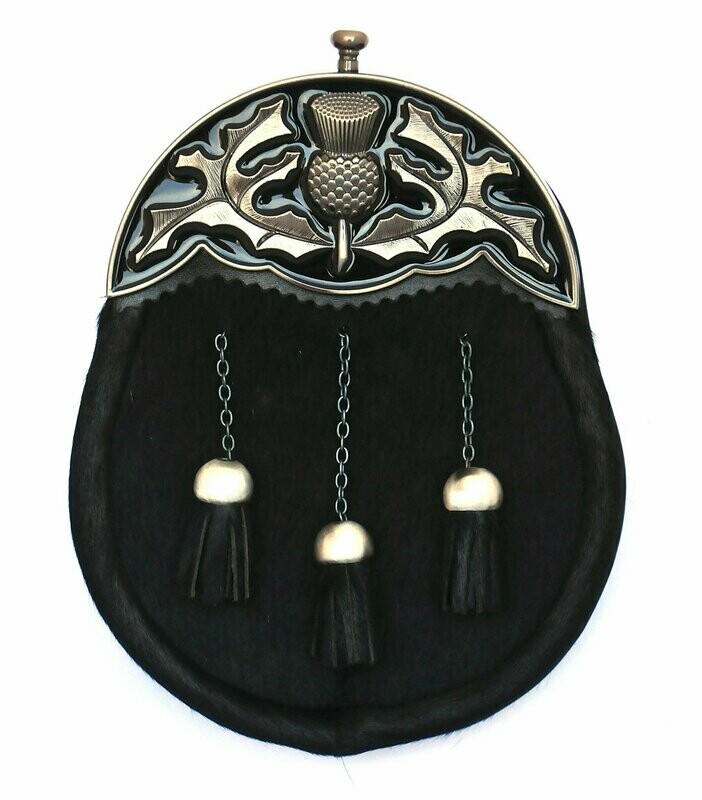 Antique Black Enamel Dress Sporran