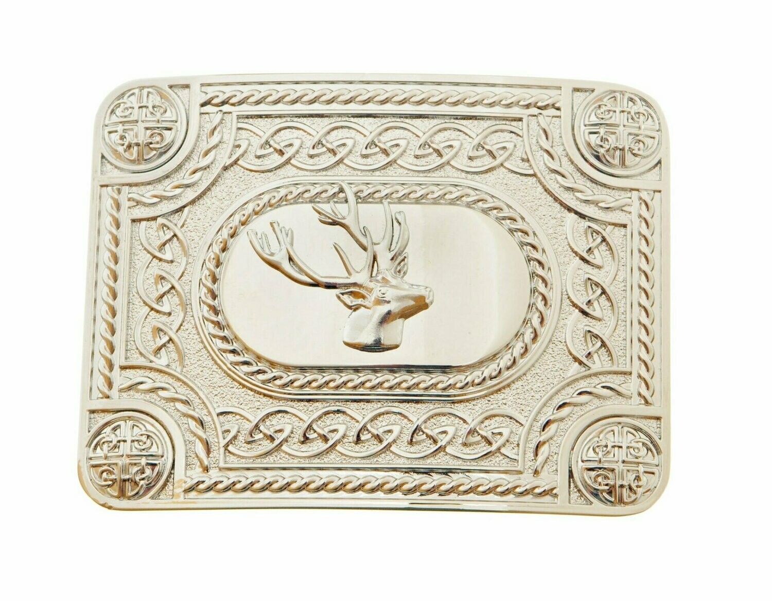 Chrome Stag Kilt Buckle