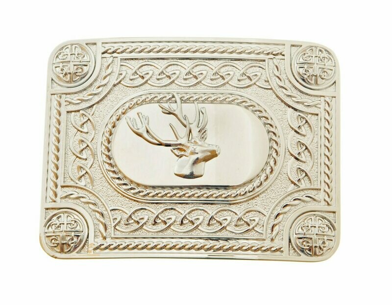 Chrome Stag Kilt Buckle