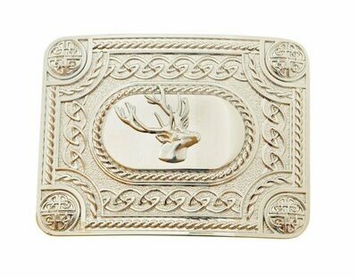 Chrome Stag Kilt Buckle