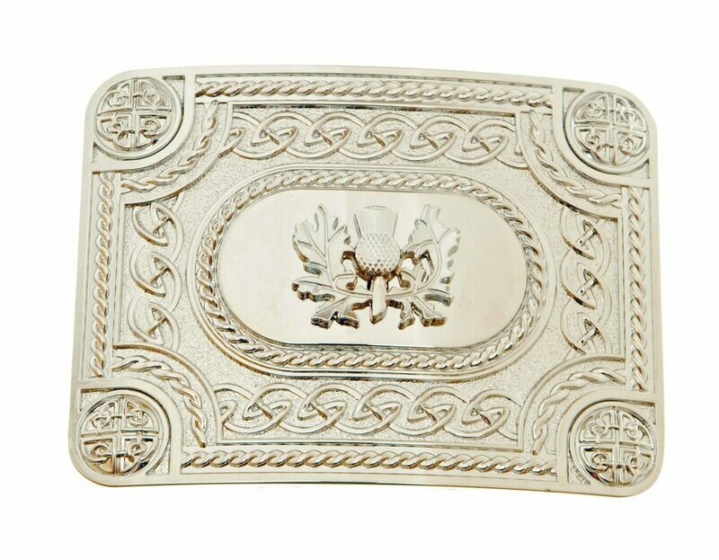 Chrome Thistle Kilt Buckle