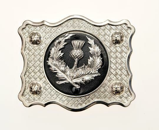 Chrome Thistle Mount Kilt Buckle