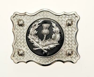 Chrome Thistle Mount Kilt Buckle