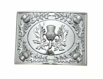 Chrome Centre Thistle Kilt Buckle