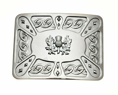 Chrome Thistle Celtic Kilt Buckle