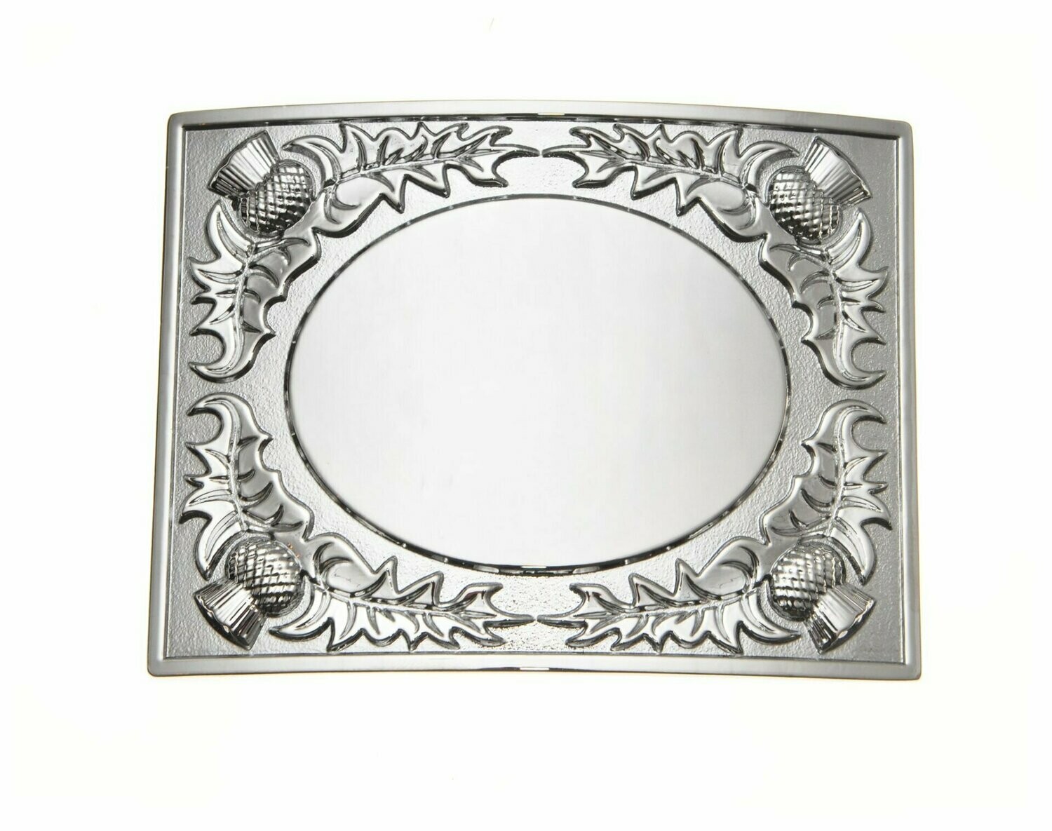 Chrome Plain Centre Thistle Kilt Buckle