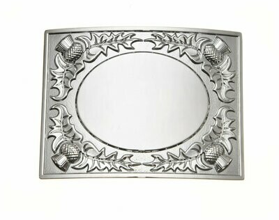 Chrome Plain Centre Thistle Kilt Buckle