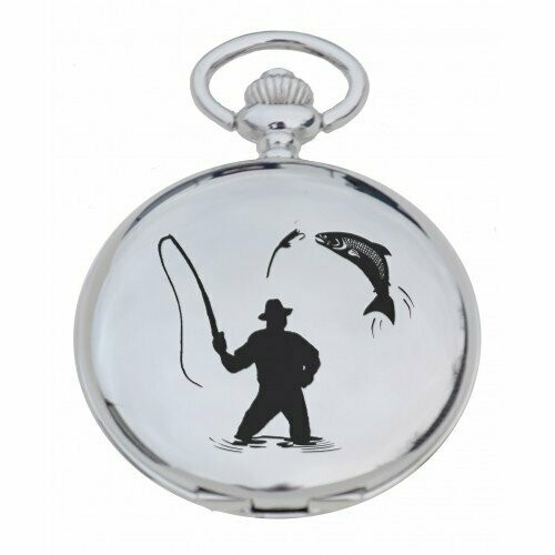 Fisherman Engraved Pocket Watch