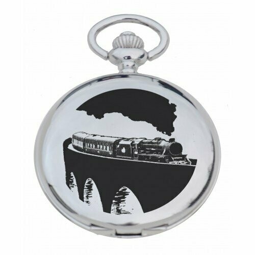 Steam Train Engraved Pocket Watch