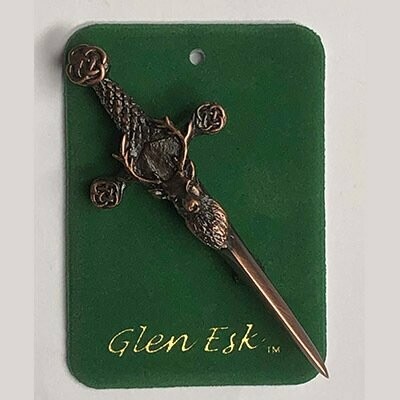 Chocolate Bronze Stag Kilt Pin