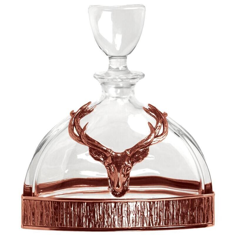 Copper Majestic Stag Crystal & Pewter Decanter