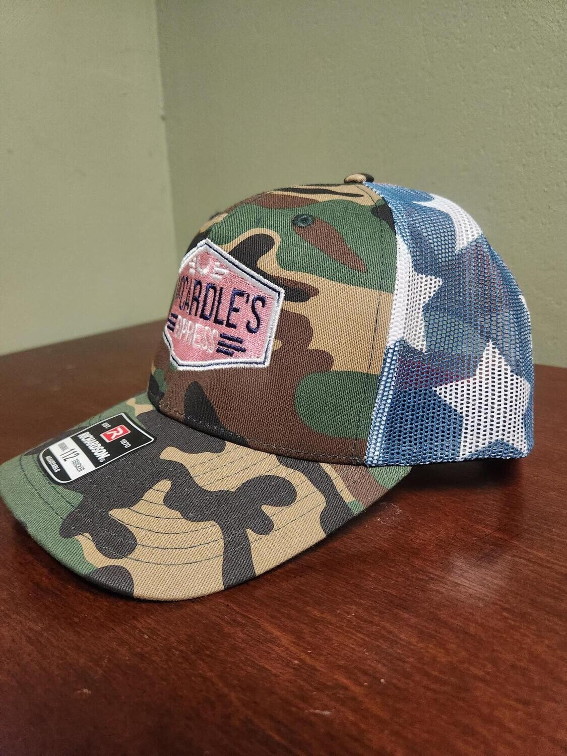 Camo American Flag Women&#39;s Trucker Hat Pink Logo