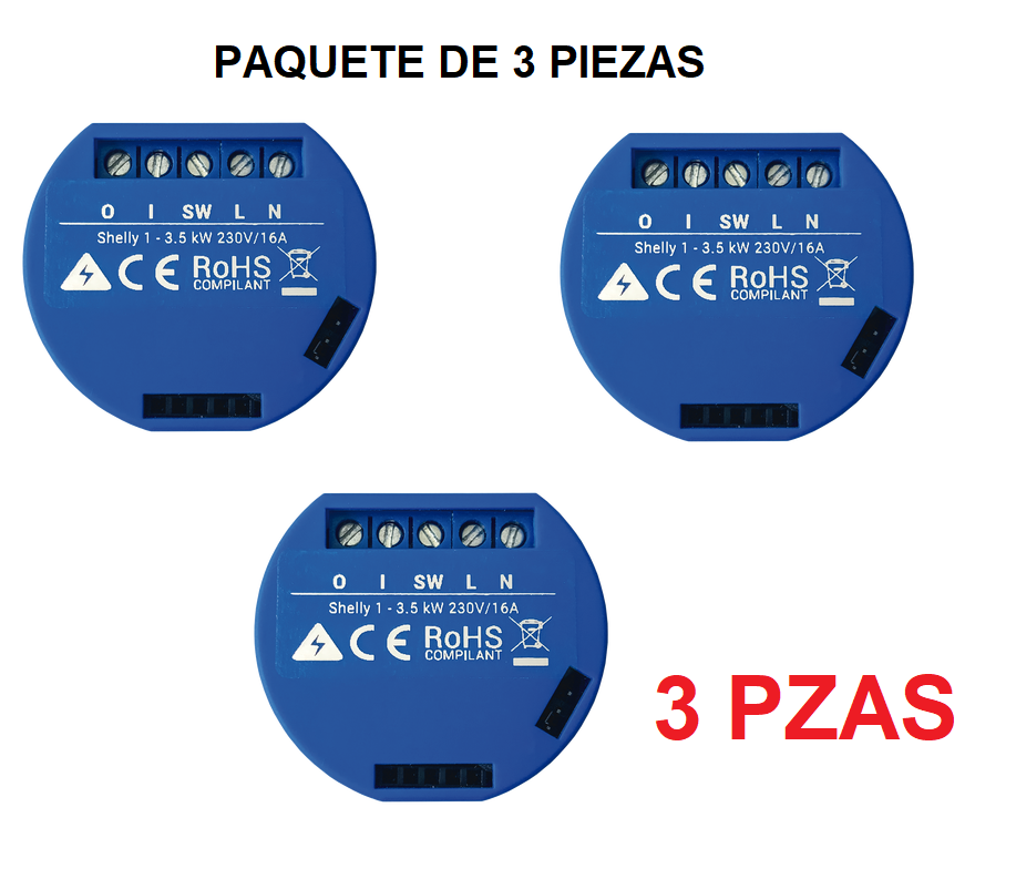 SHELLY1 3 Pzas

Relevador / Interruptor WIFI INDUSTRIAL Industrial y residencial inteligente / Hasta 16A / Soporta Google /Alexa / Nube P2P y control Local /