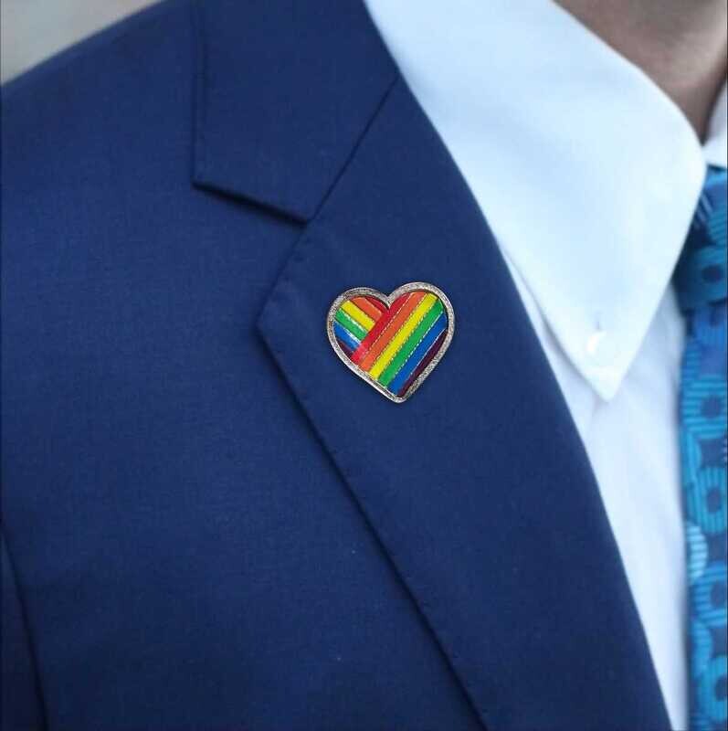 Rainbow LGBTQ Heart Badges