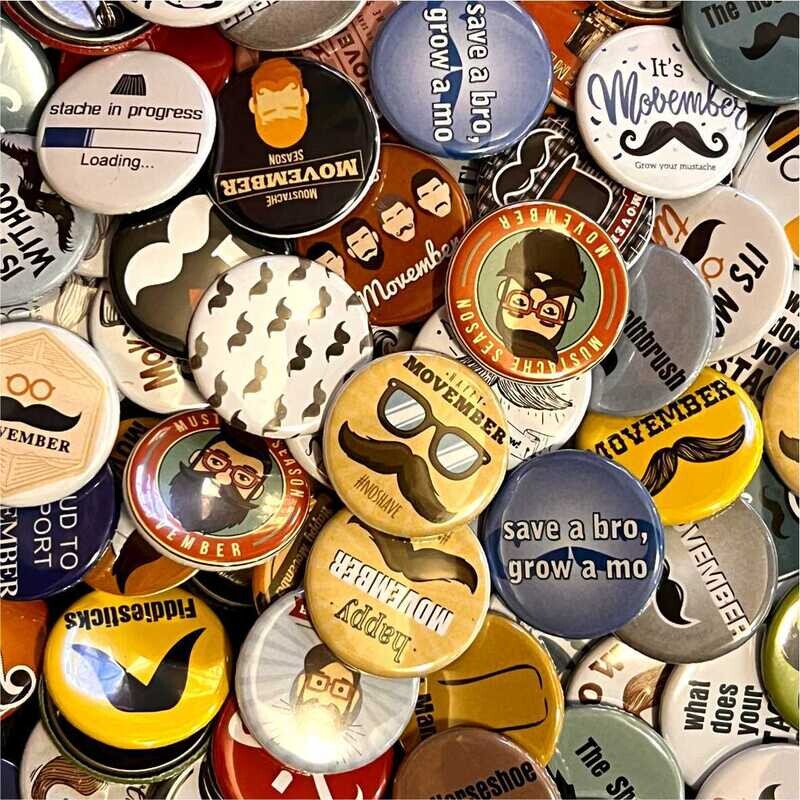 Movember Button Badges (Pack of 50)