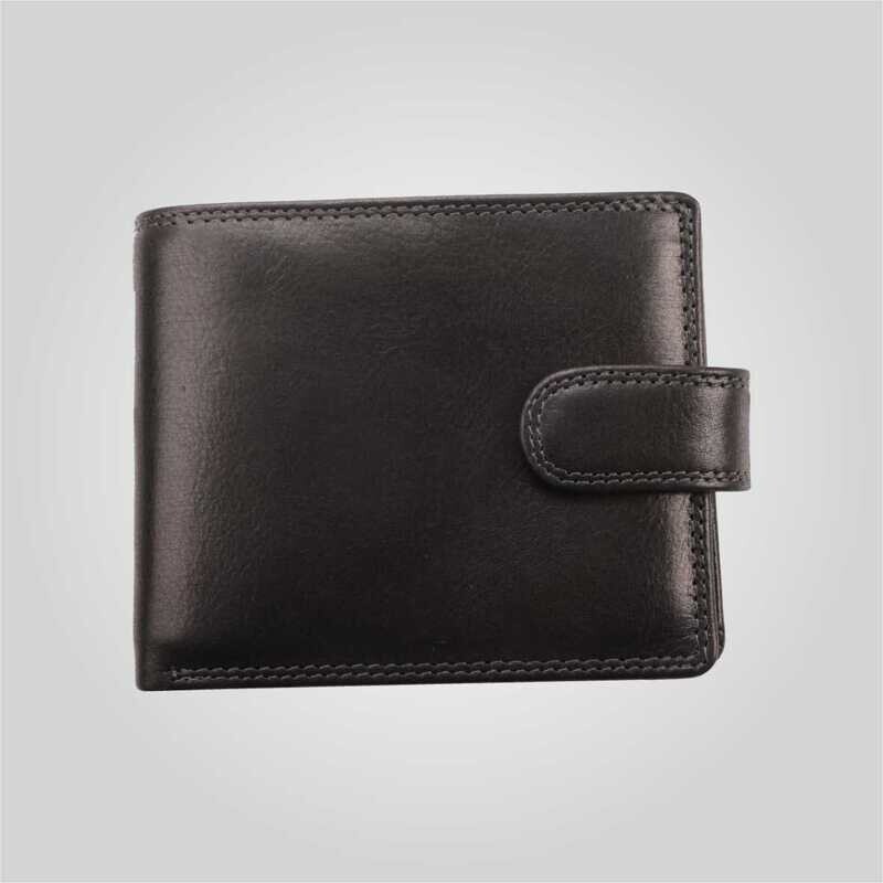 Leather Wallet with Coin Purse and Tab Closure